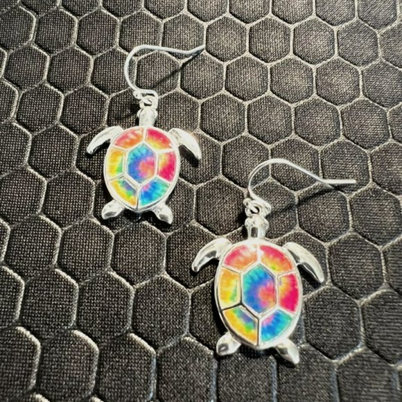 Venice By The Sea Jewelry Jewelry - Turtle Multicolored Earrings Made of Sterling Silver